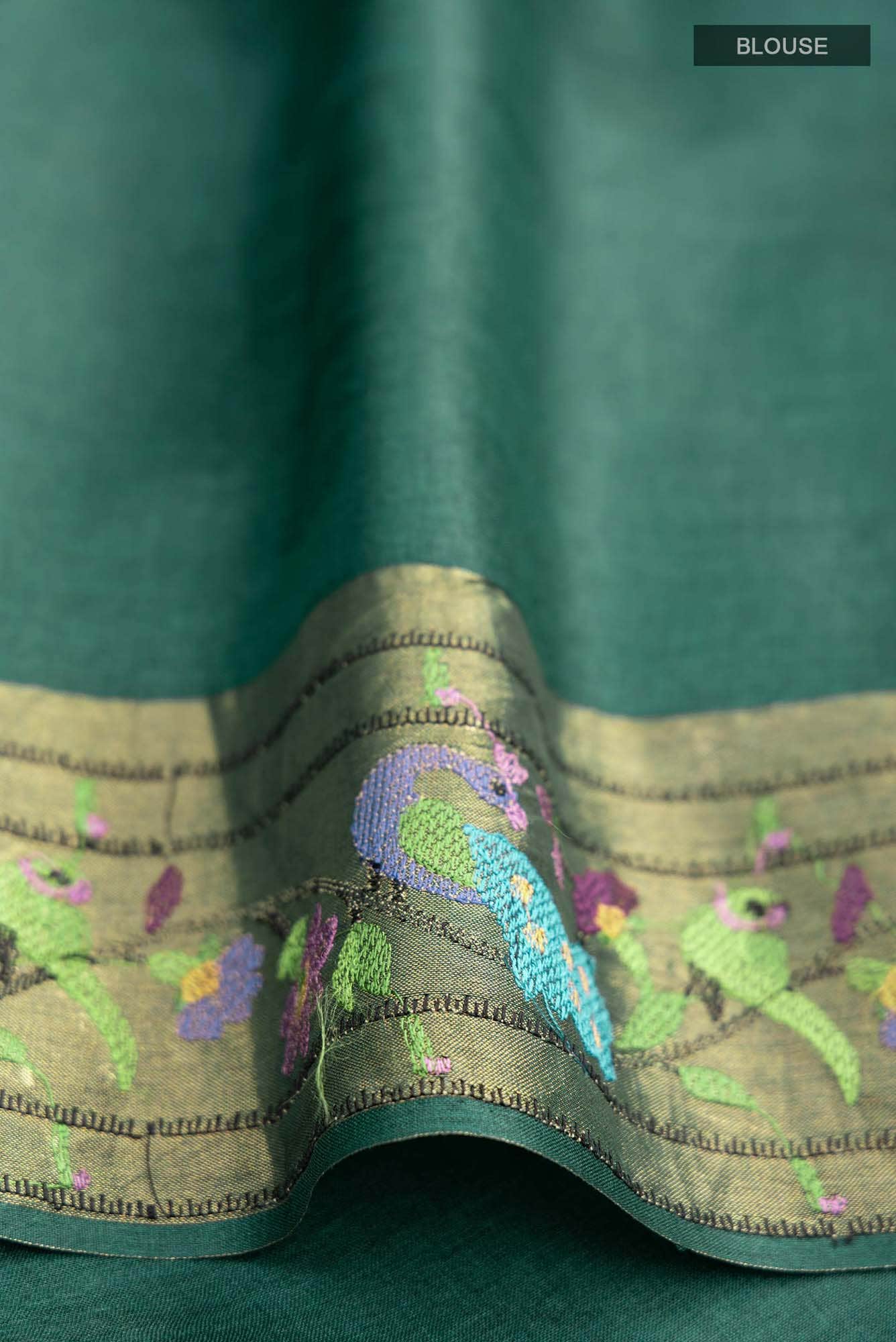 Green Bhagalpuri Tussar Silk Saree