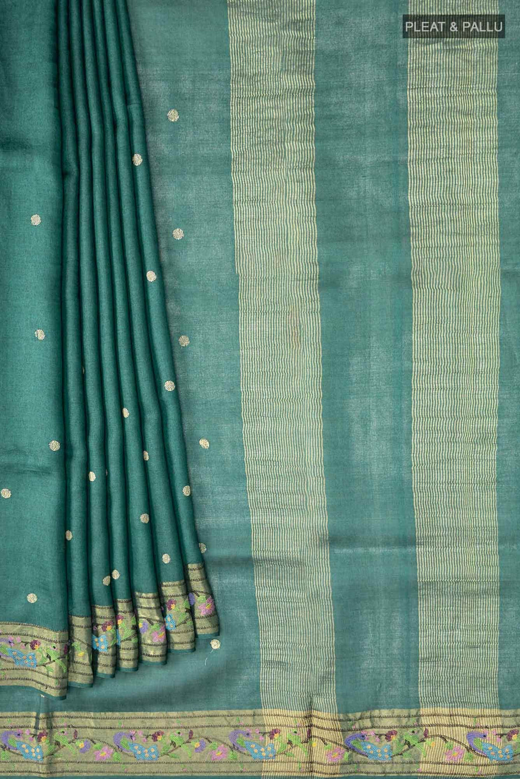 Green Bhagalpuri Tussar Silk Saree