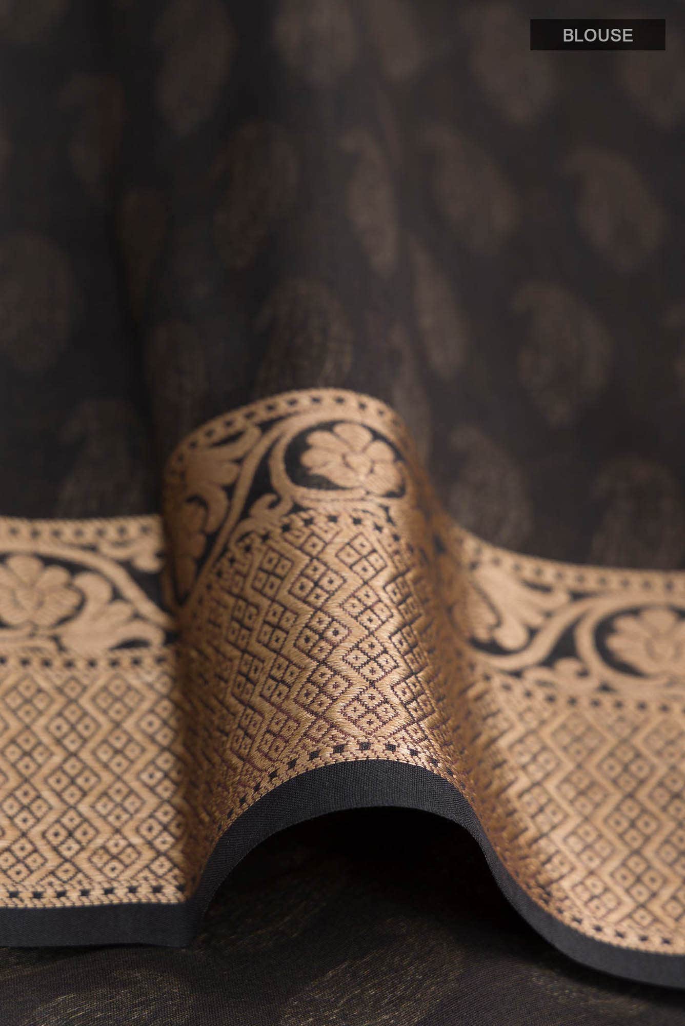 Black Bhagalpuri Tussar Silk Saree