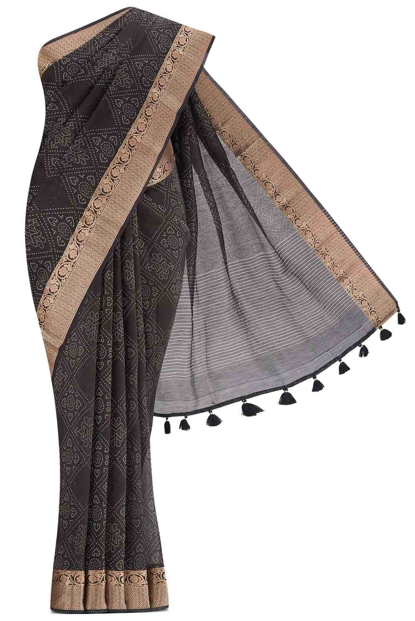 Black Bhagalpuri Tussar Silk Saree