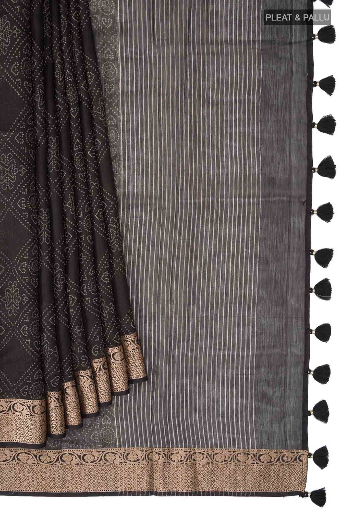 Black Bhagalpuri Tussar Silk Saree