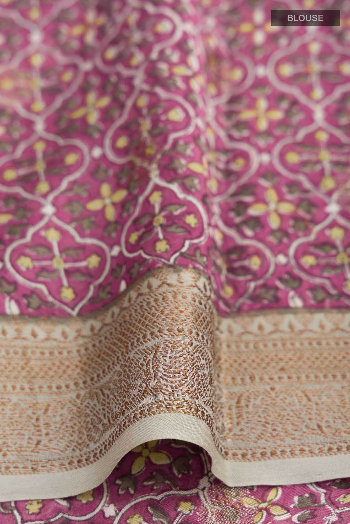 Beige Silk Cotton Saree