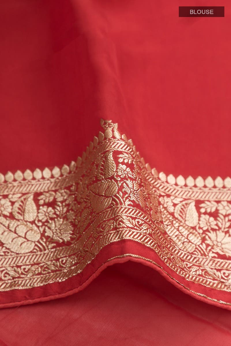 Red Blended Banarasi Georgette Saree