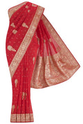 Red Blended Banarasi Georgette Saree