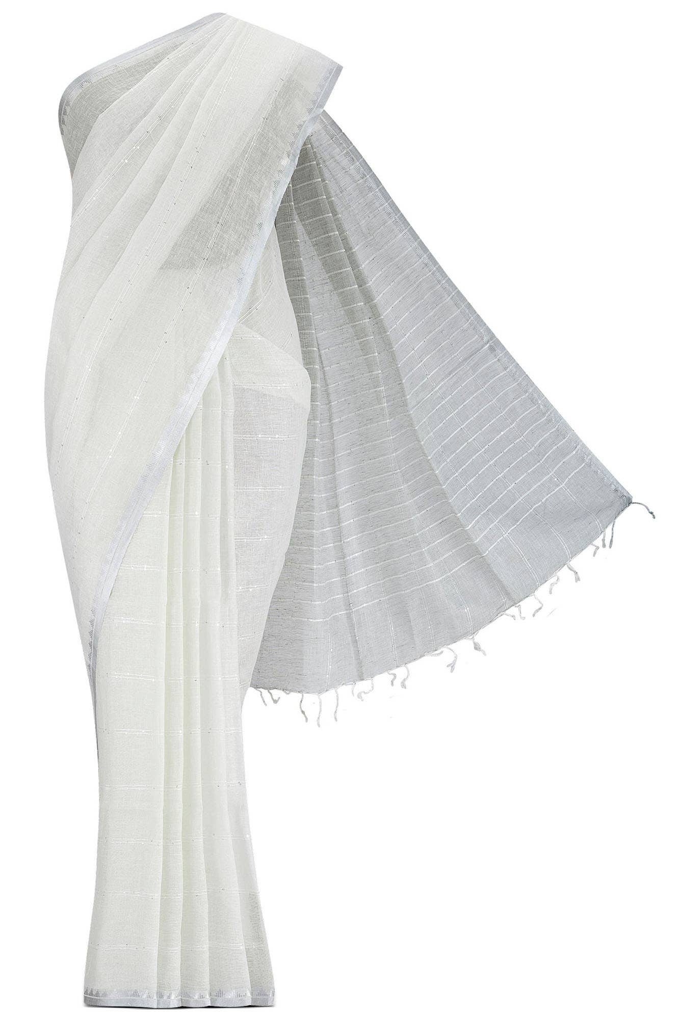 Cream Linen Saree