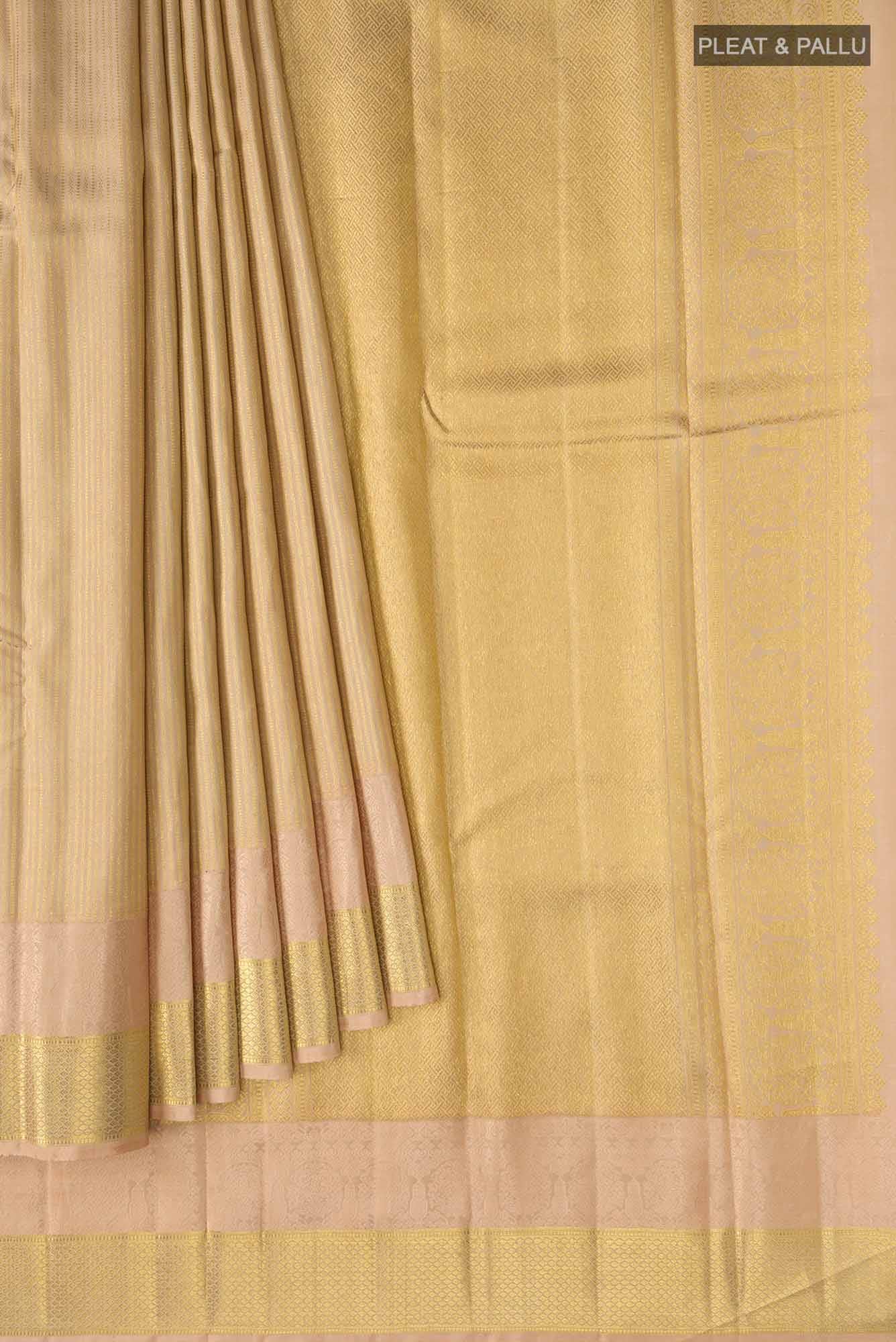 Beige Kanchipuram Silk Saree