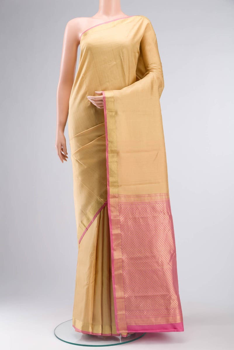 Beige Kanchipuram Silk Saree