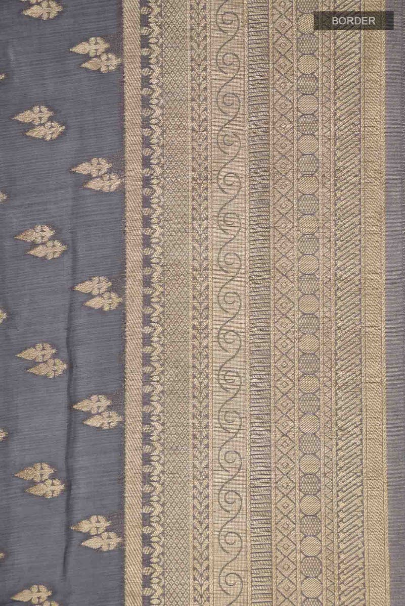 Grey Blended Banarasi Silk Saree
