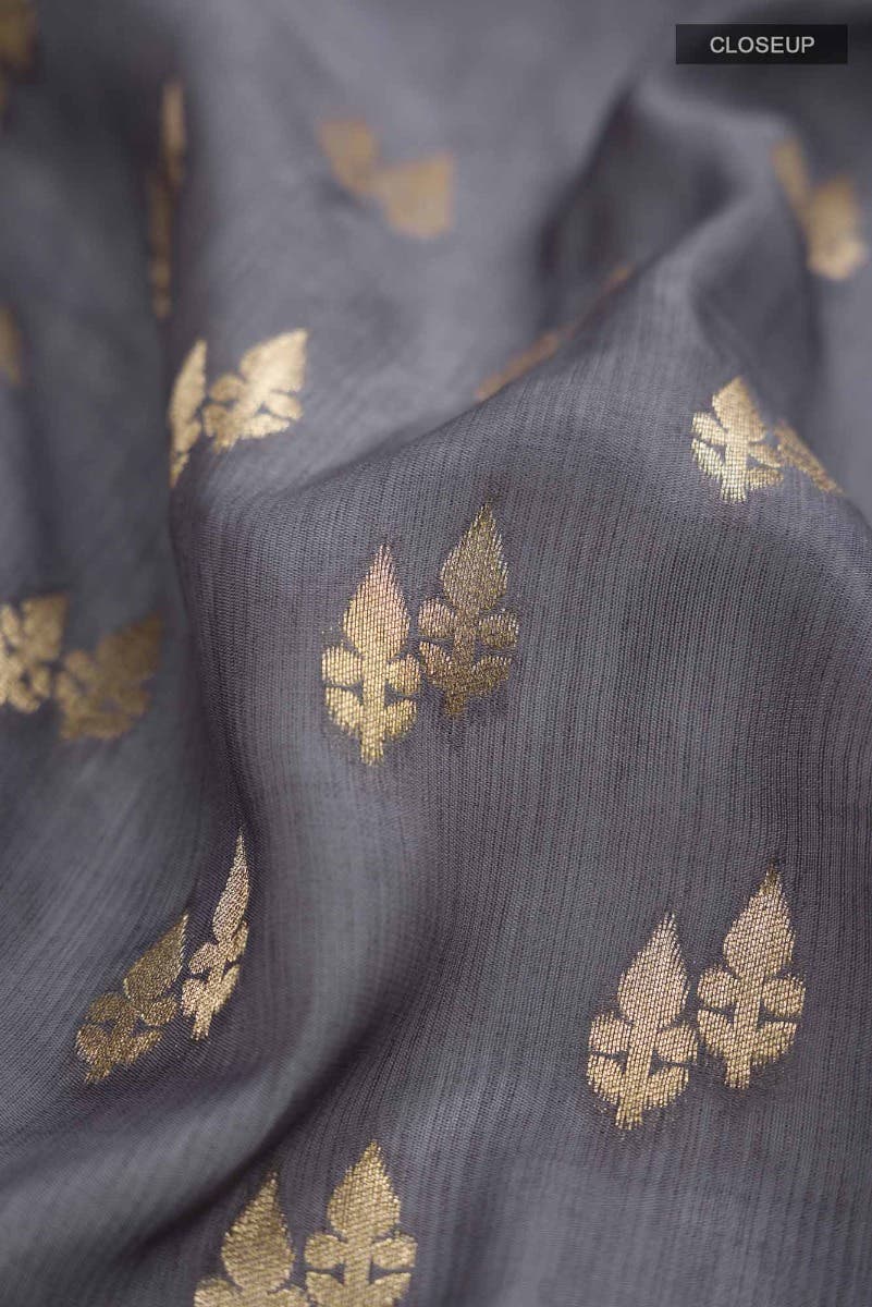 Grey Blended Banarasi Silk Saree