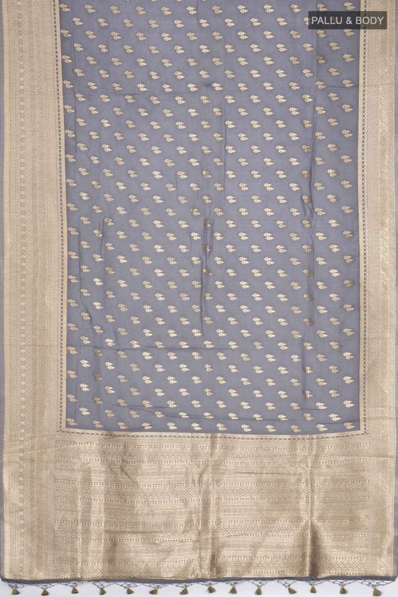Grey Blended Banarasi Silk Saree