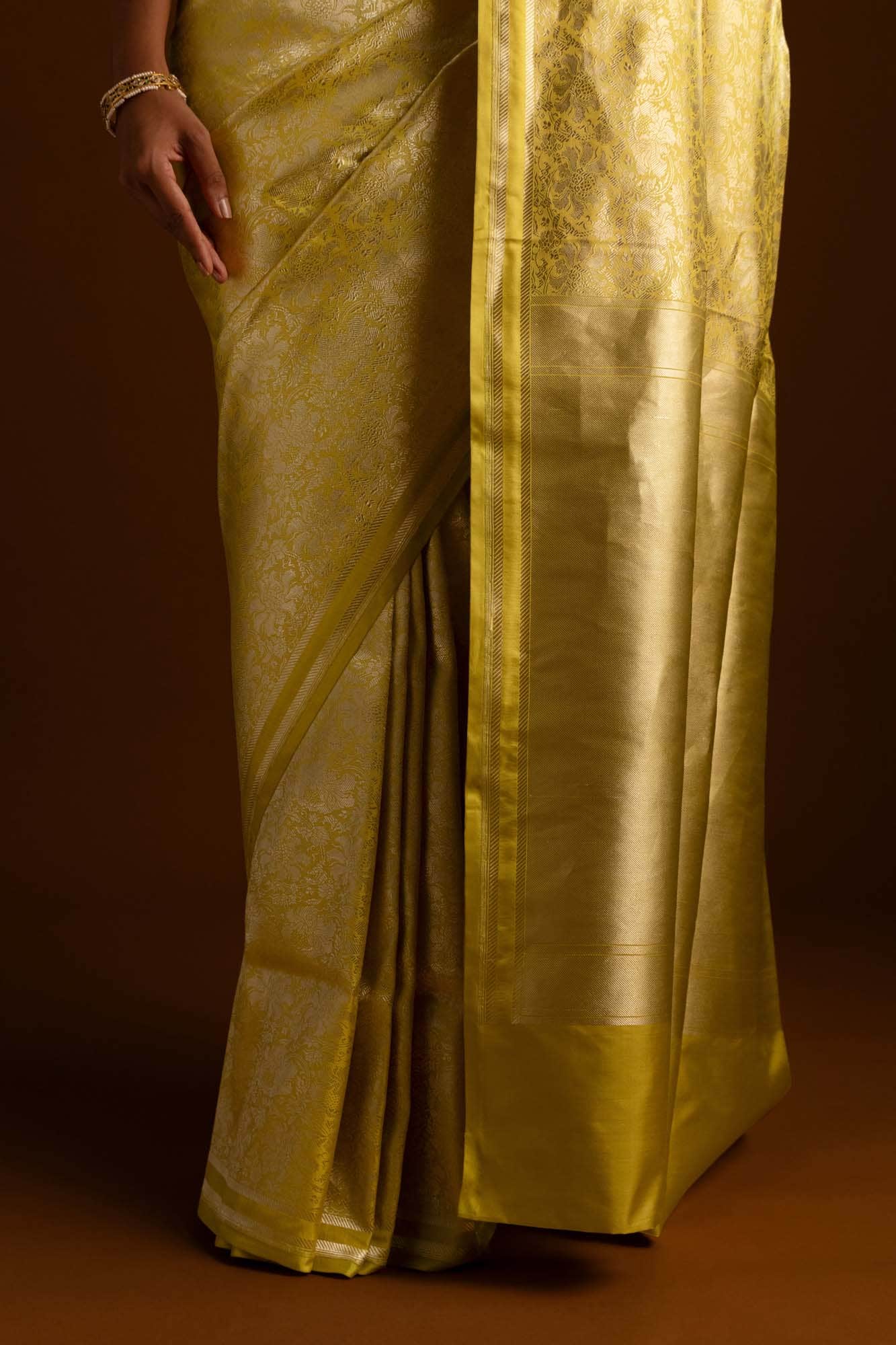 Japanese Tea Ceremony-Yellow Banarasi Silk Saree