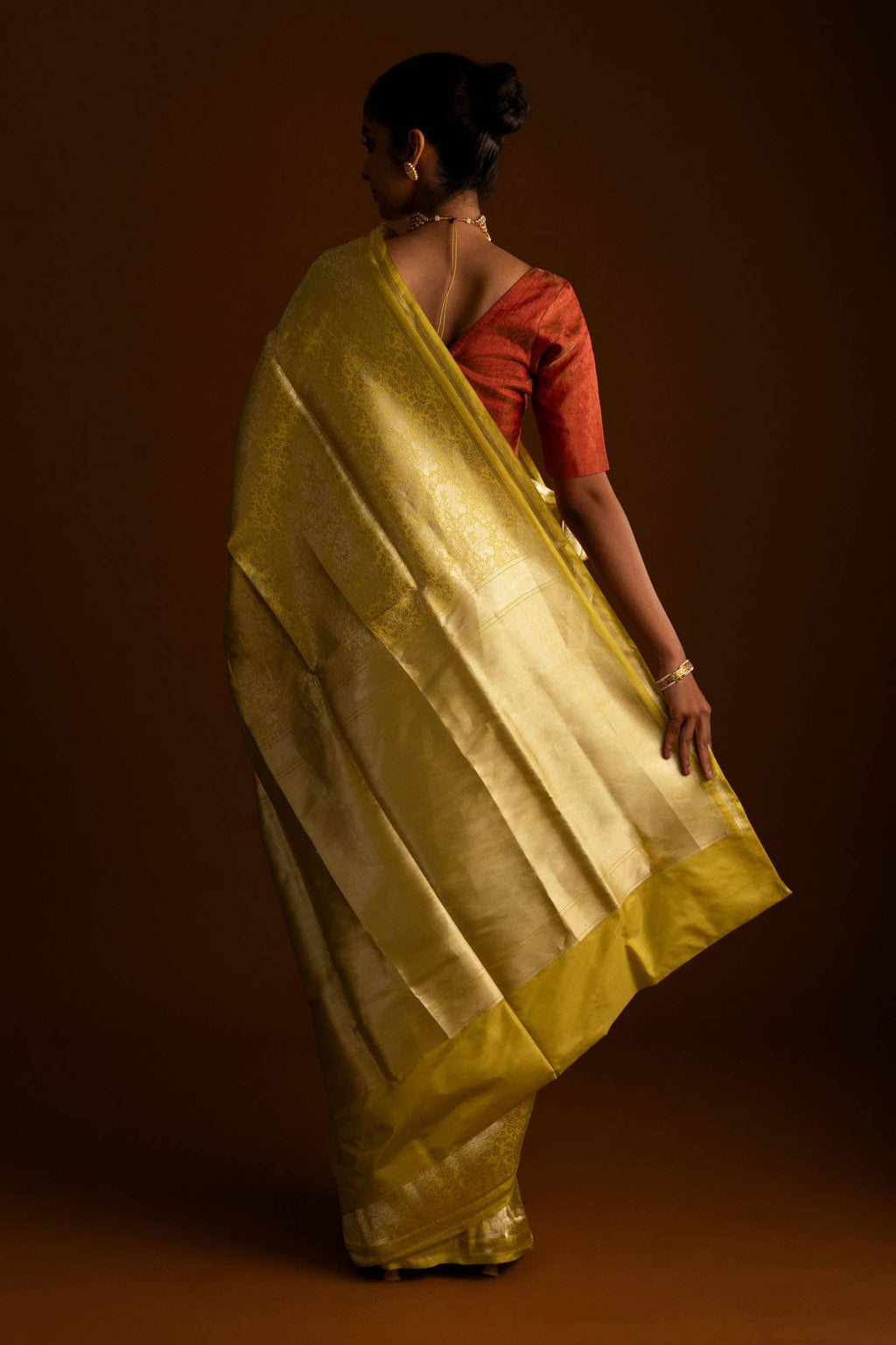 Japanese Tea Ceremony-Yellow Banarasi Silk Saree
