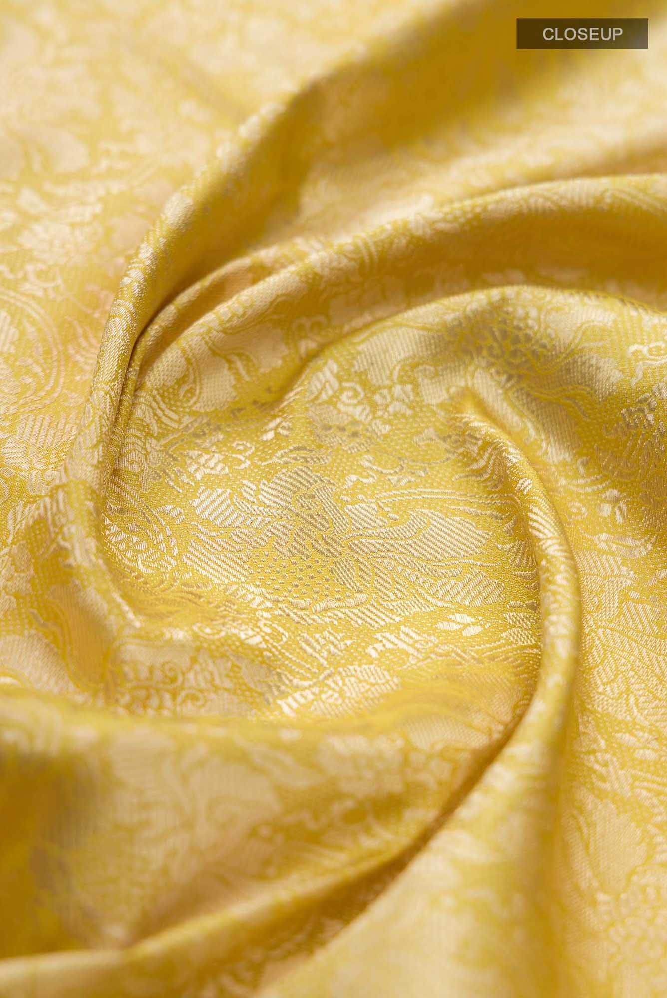 Japanese Tea Ceremony-Yellow Banarasi Silk Saree