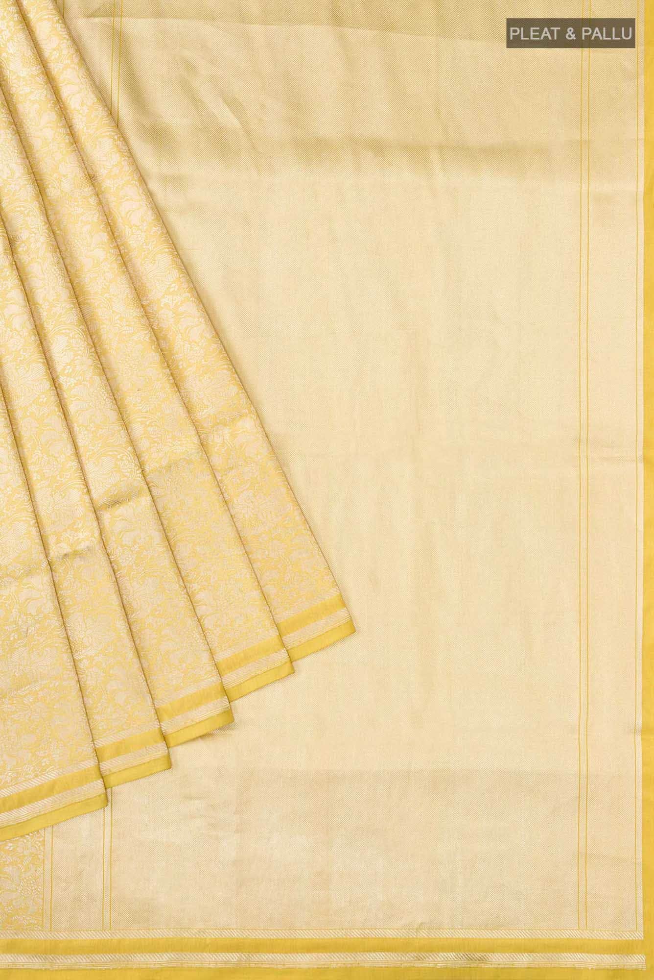 Japanese Tea Ceremony-Yellow Banarasi Silk Saree