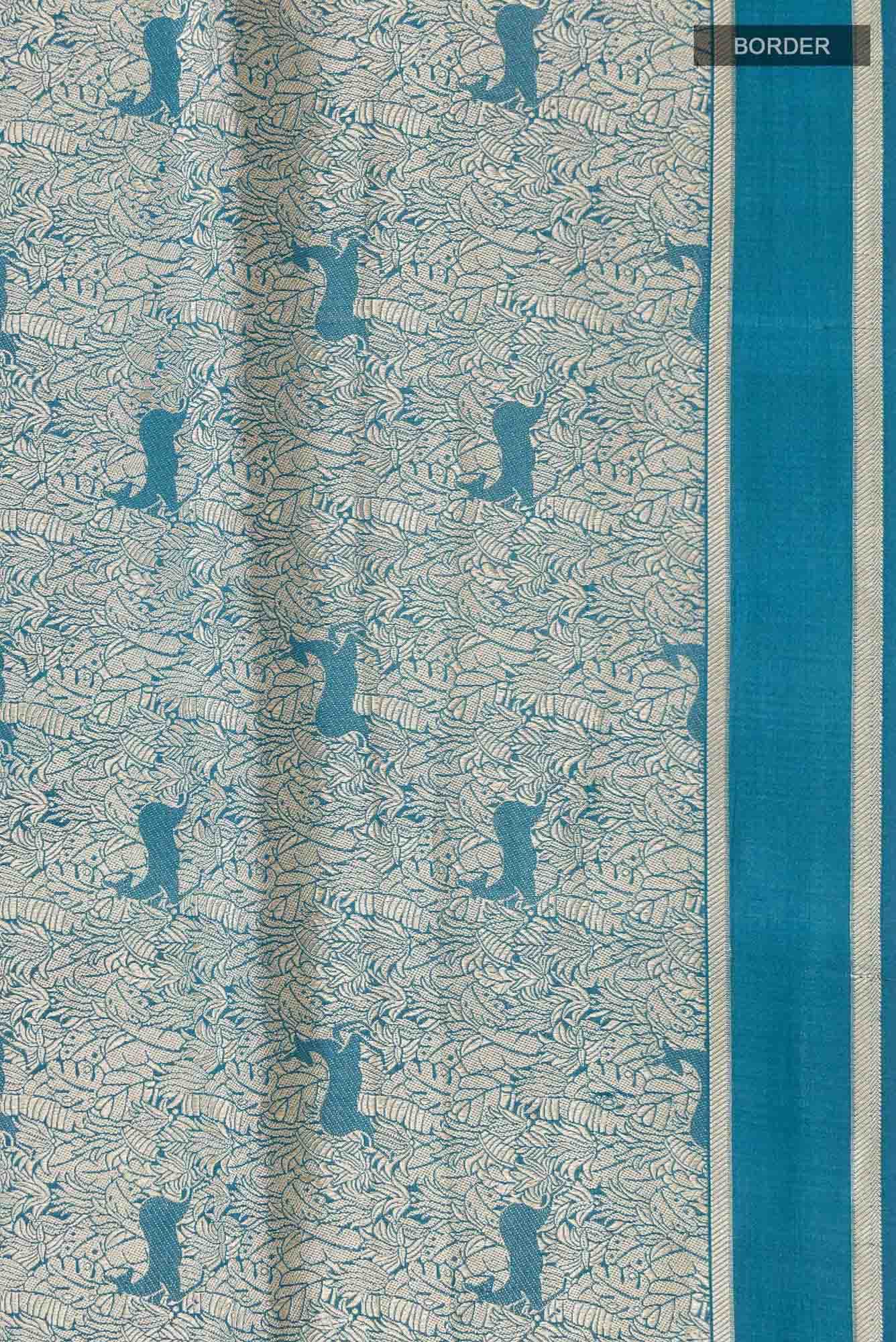 Prance-Teal Green Banarasi Silk Saree