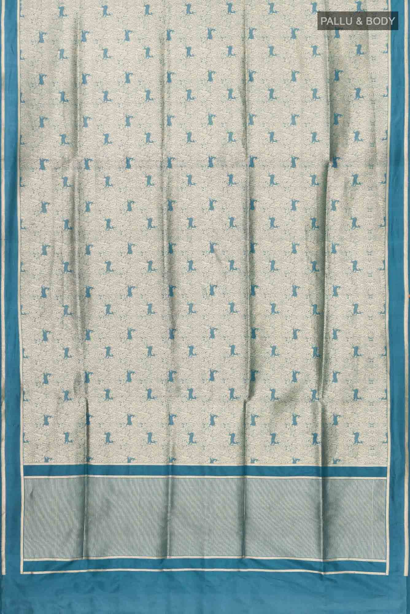 Prance-Teal Green Banarasi Silk Saree