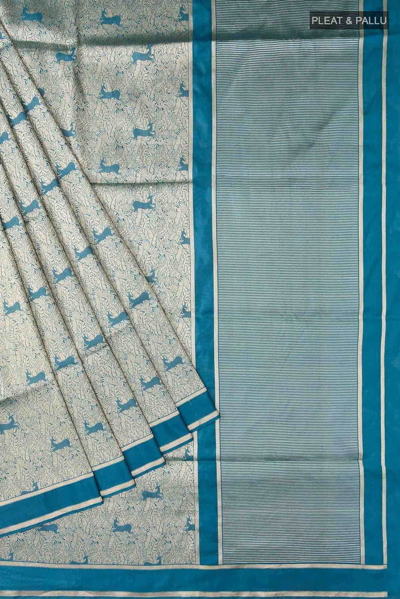 Prance-Teal Green Banarasi Silk Saree