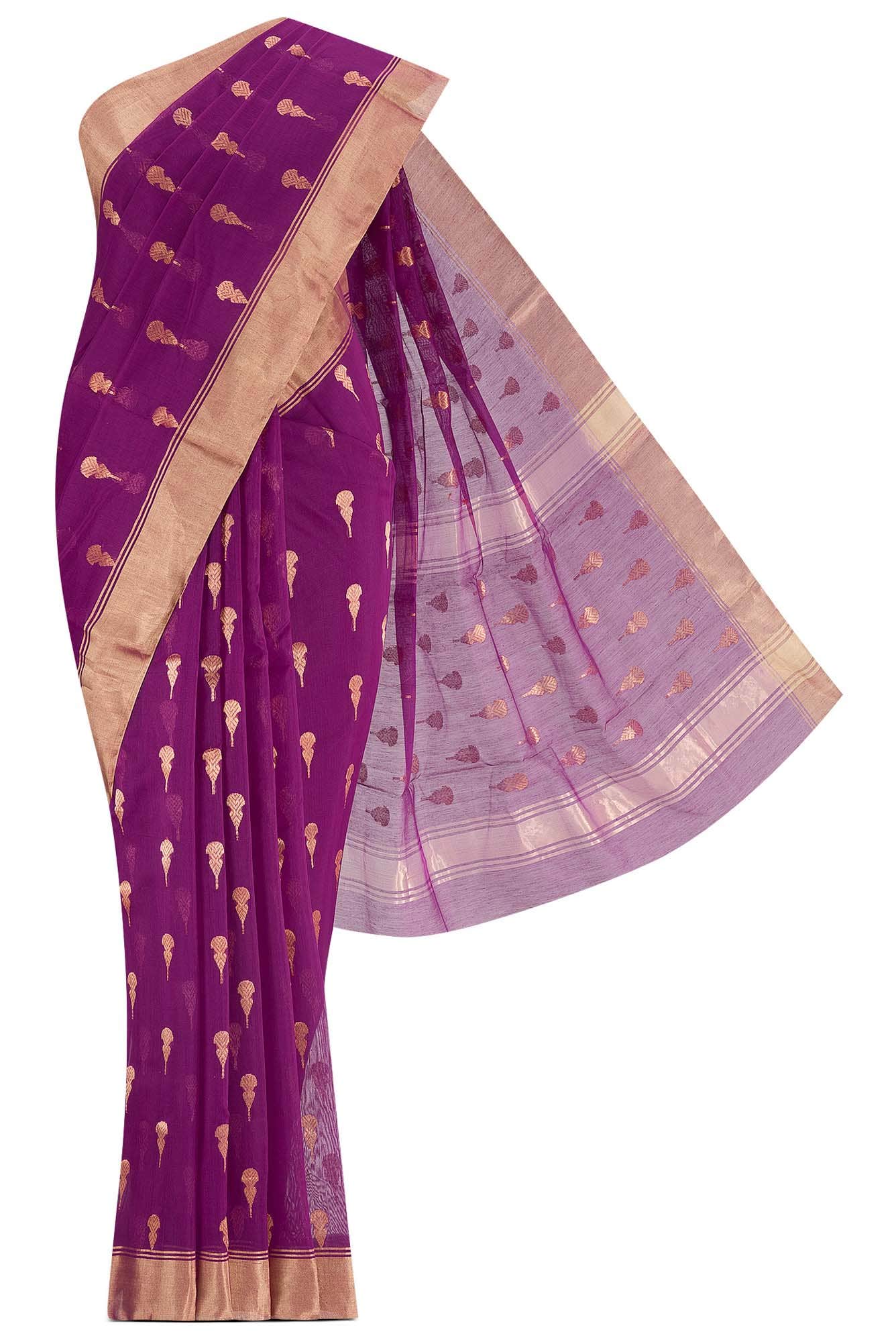 Magenta Chanderi Silk Cotton Saree