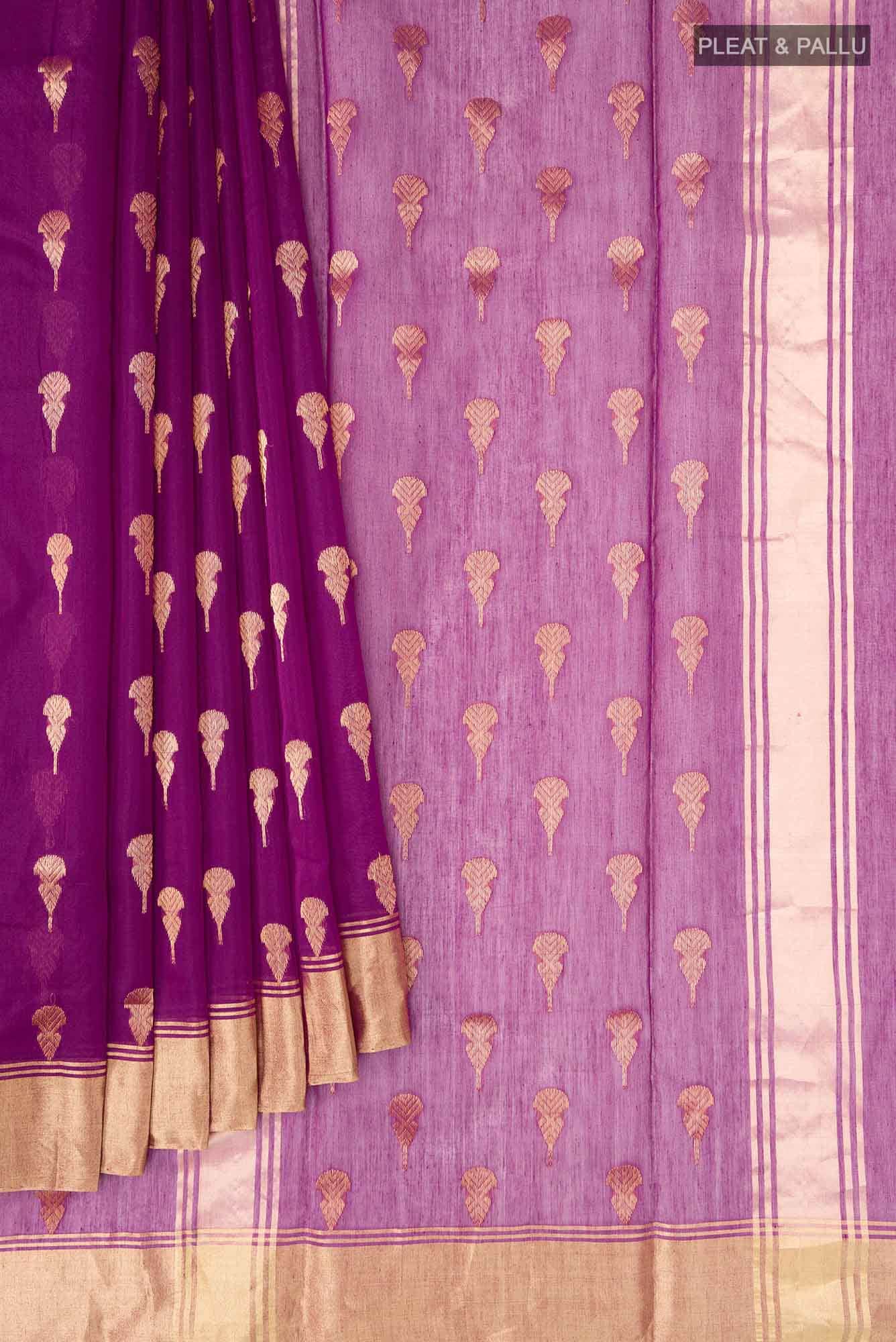 Magenta Chanderi Silk Cotton Saree
