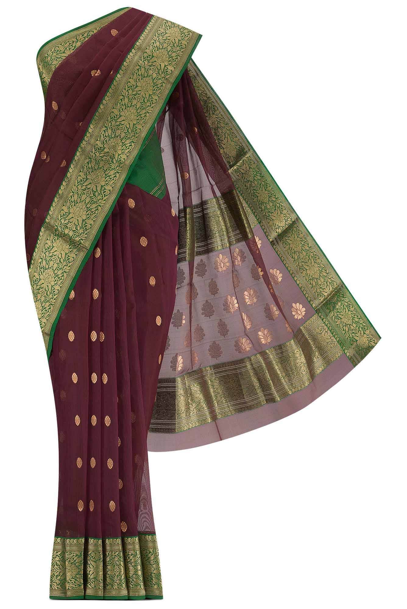 Maroon Chanderi Silk Cotton Saree