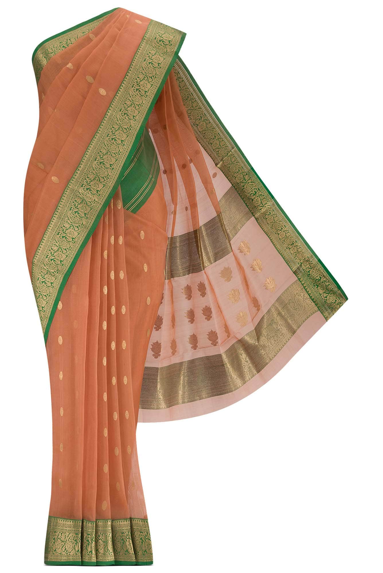 Orange Chanderi Silk Cotton Saree