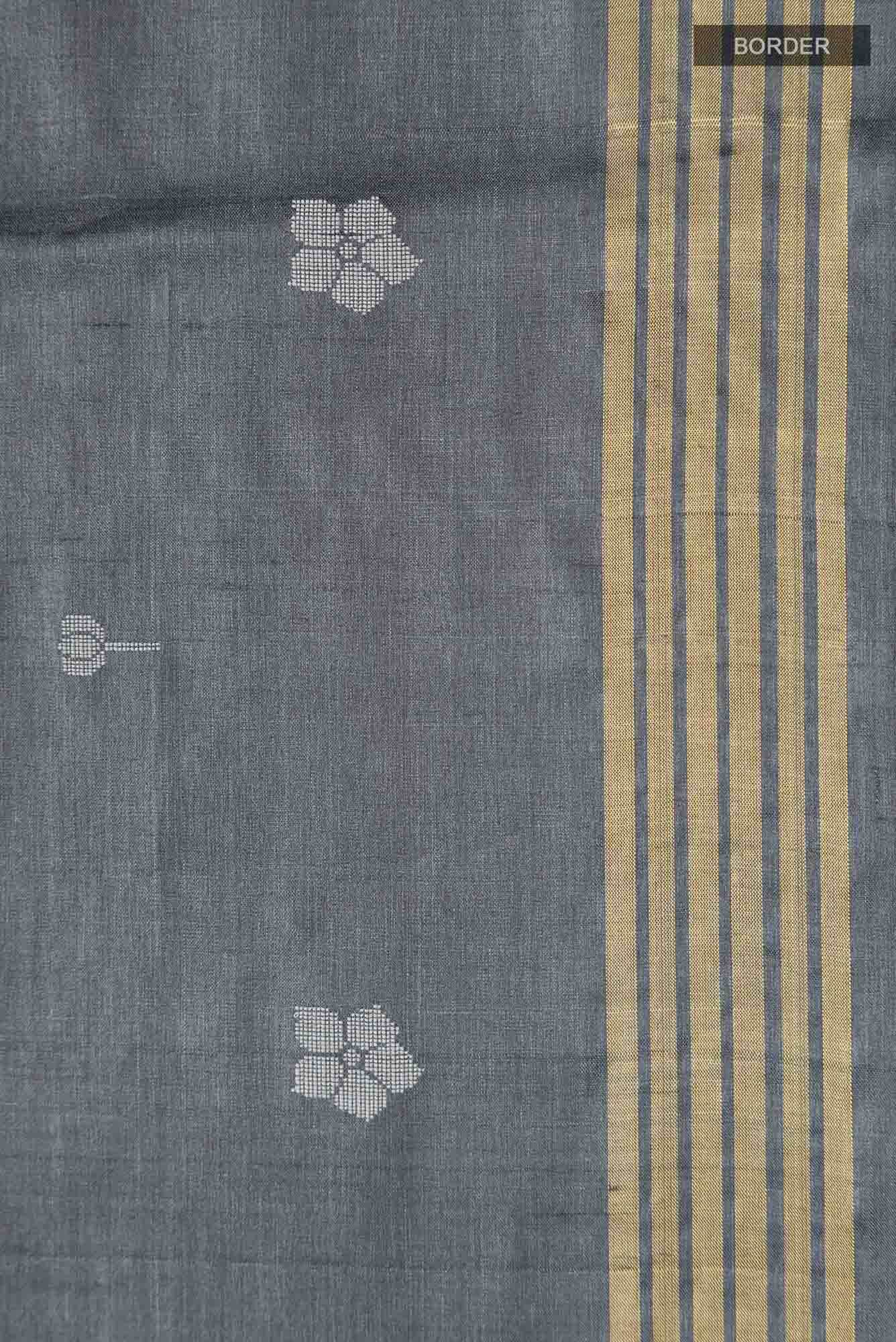 Perfume of Love-Dark Grey Bhagalpuri Tussar Silk Saree