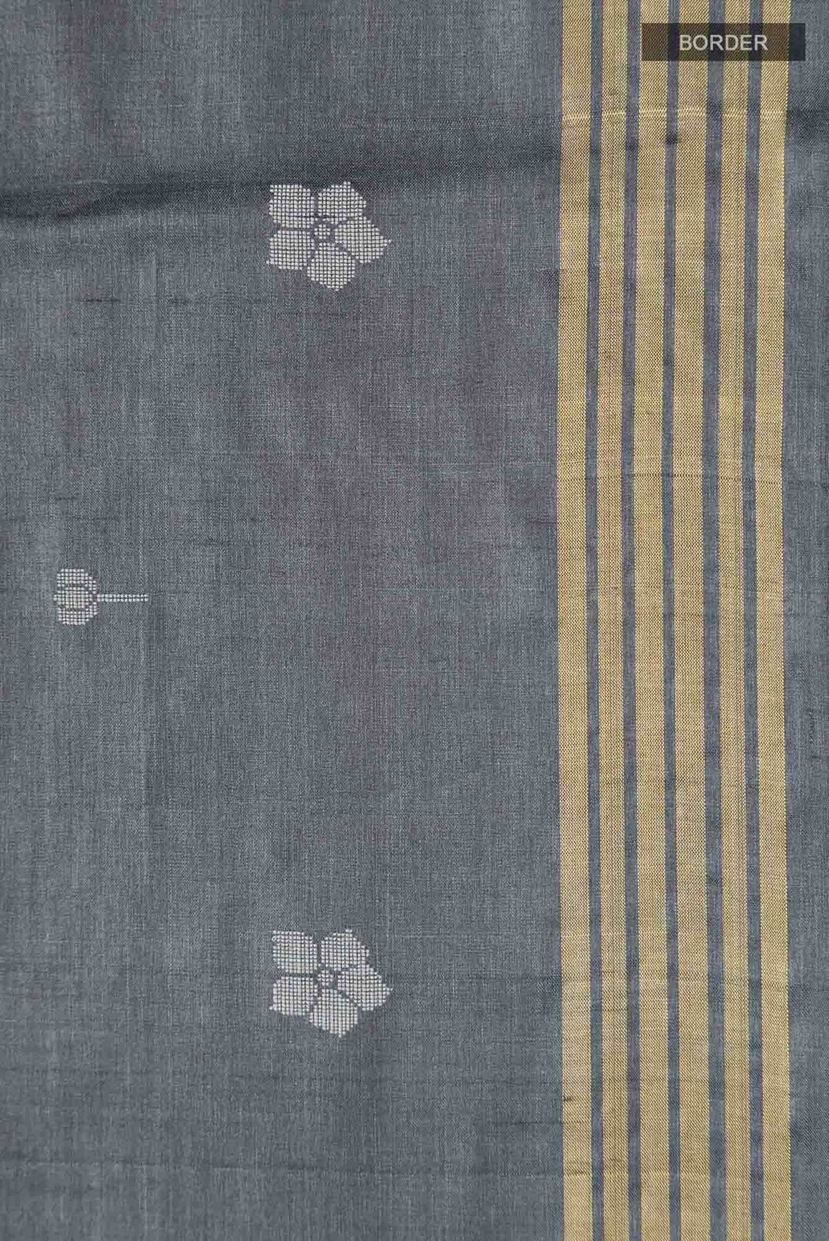 Perfume of Love-Dark Grey Bhagalpuri Tussar Silk Saree