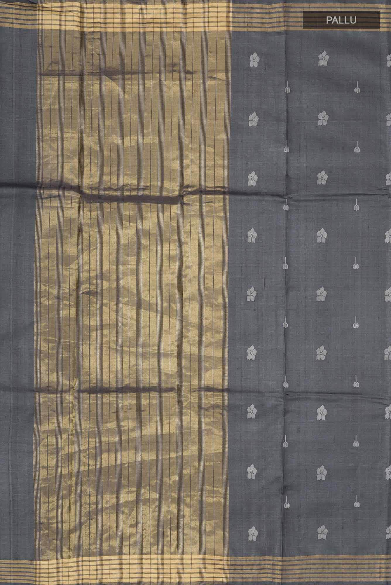 Perfume of Love-Dark Grey Bhagalpuri Tussar Silk Saree