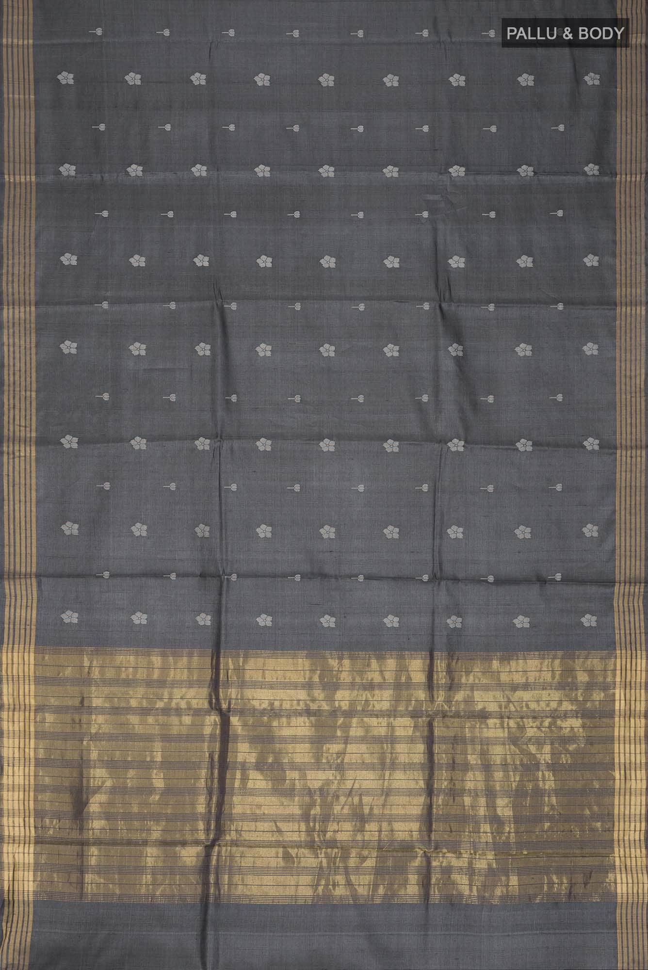 Perfume of Love-Dark Grey Bhagalpuri Tussar Silk Saree