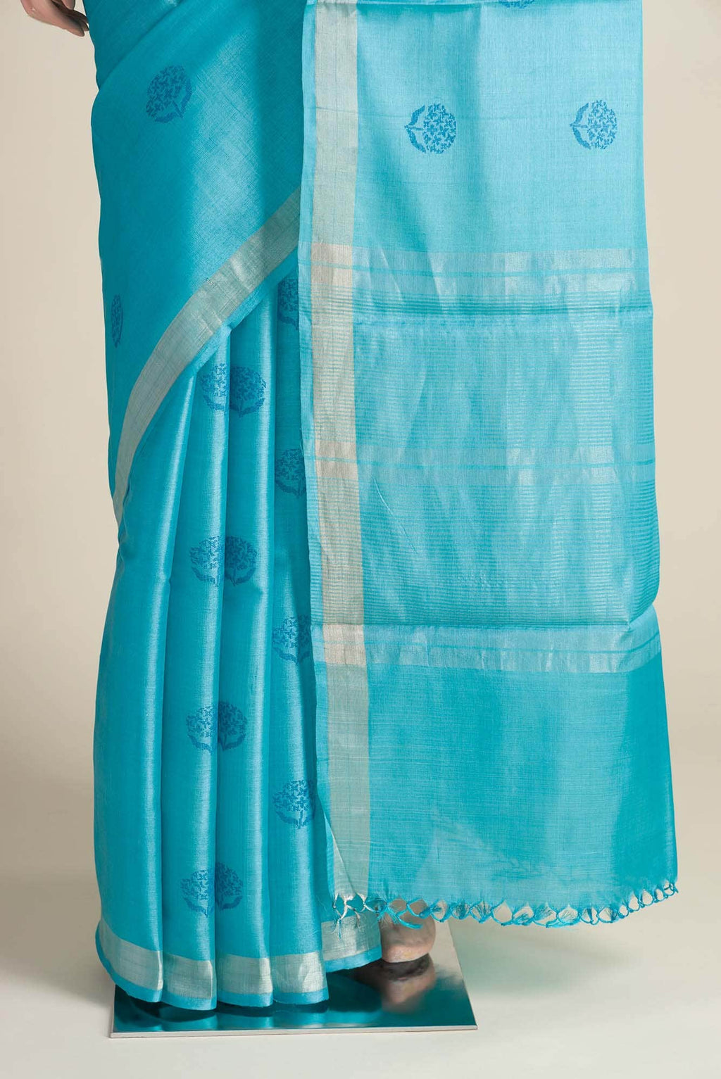 Orchard Orchestra-Blue Bhagalpuri Tussar Silk Saree