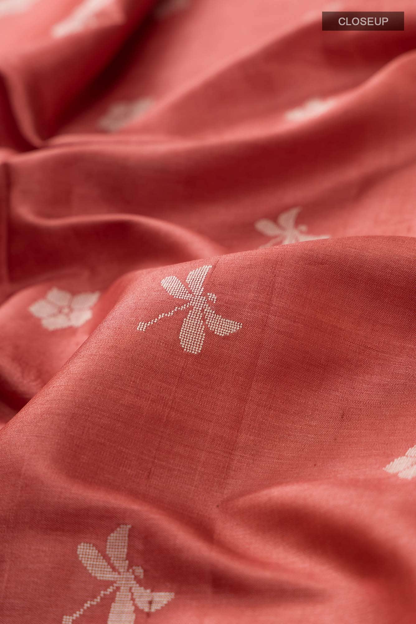 Dance of Dragonfly-Rust Bhagalpuri Tussar Silk Saree