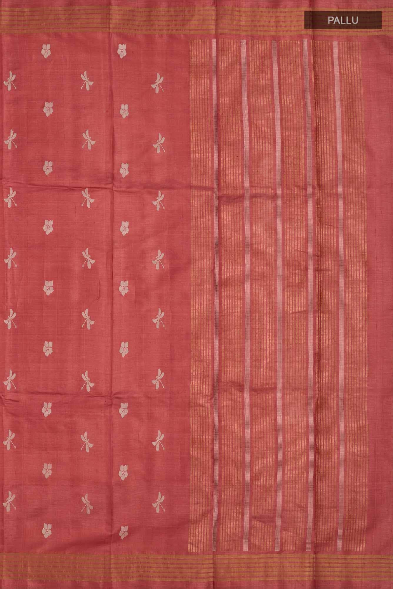 Dance of Dragonfly-Rust Bhagalpuri Tussar Silk Saree