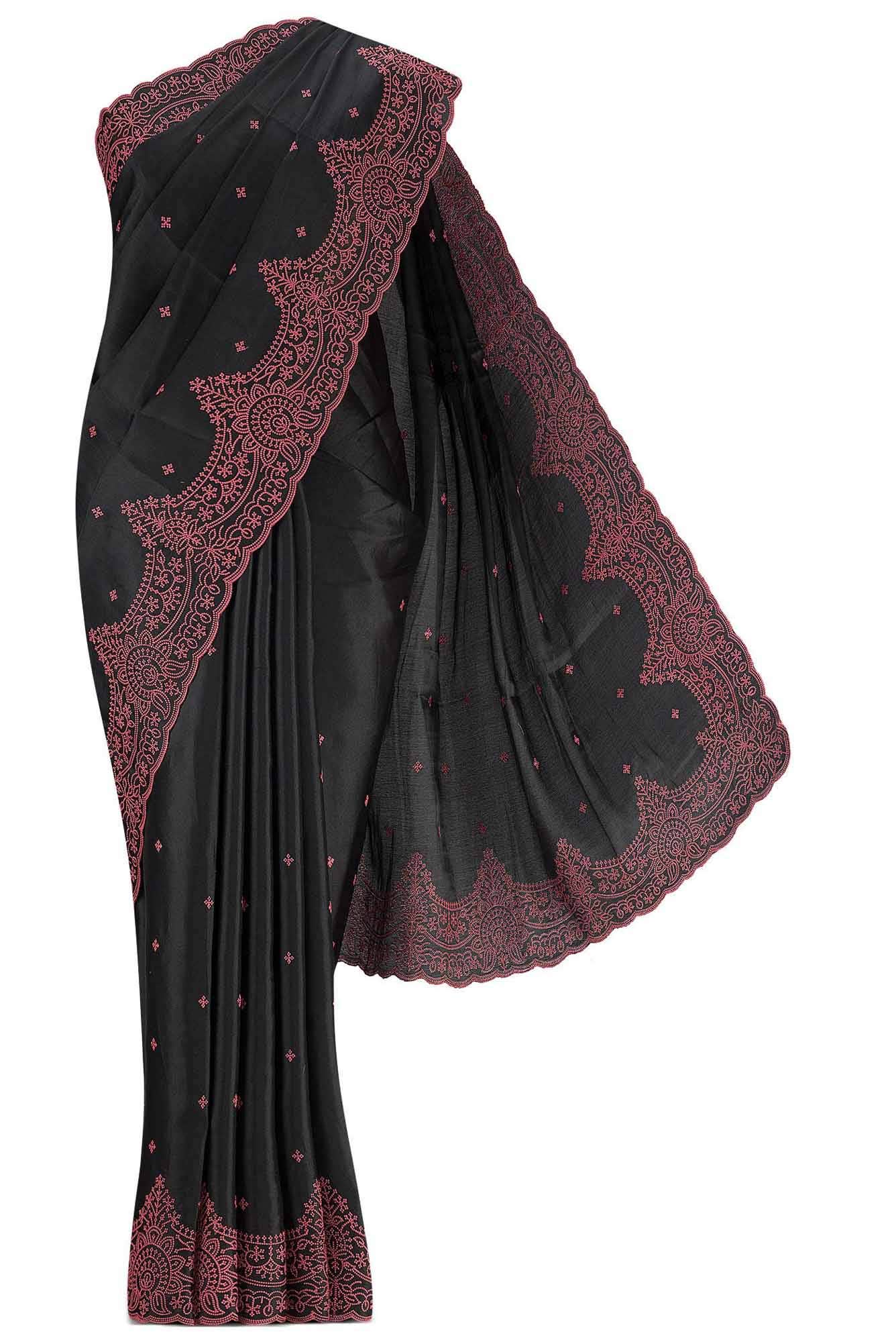 Black Blended Tussar Silk Saree