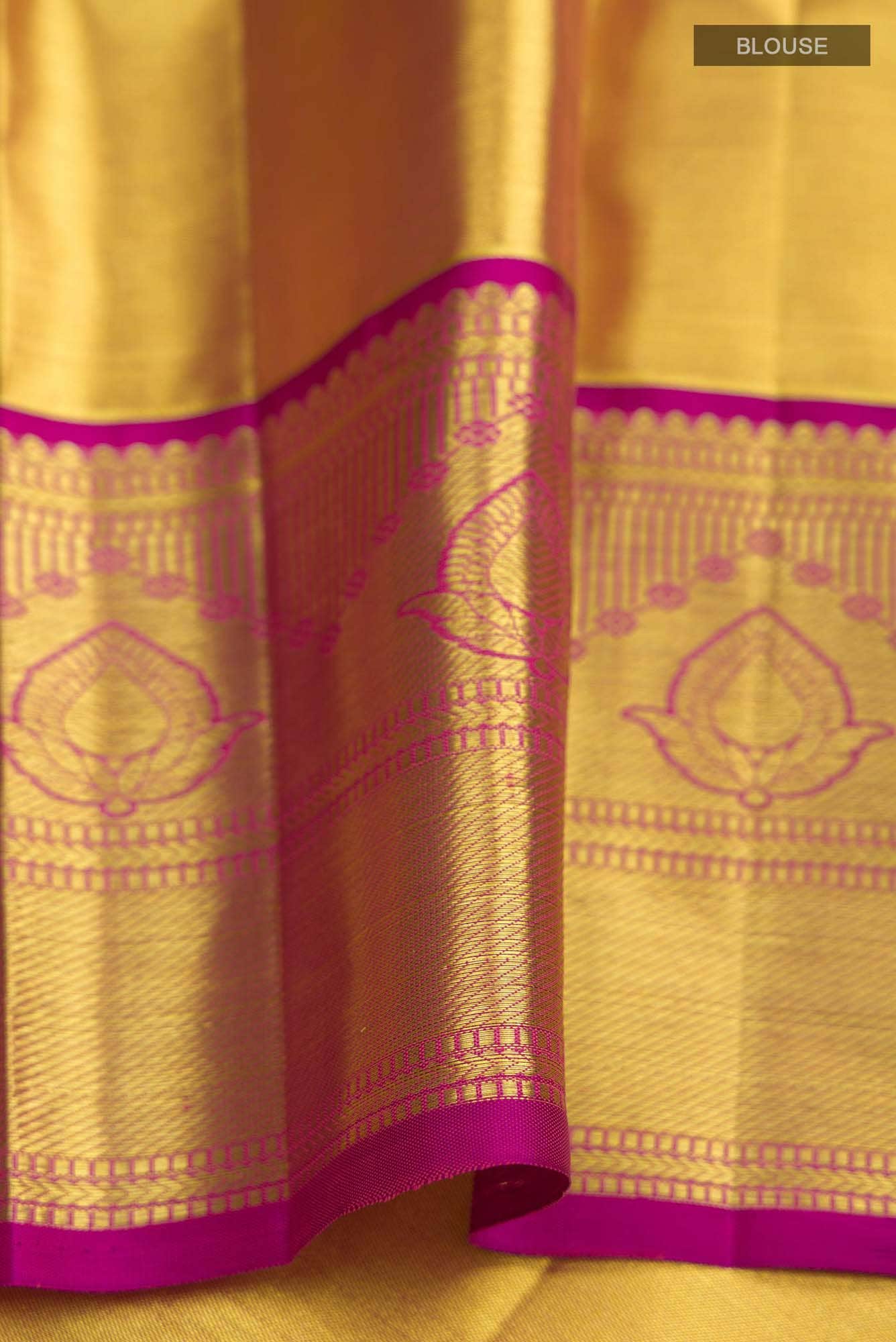 Gold with Red Dual Tone Kanchipuram Tissue Silk Saree