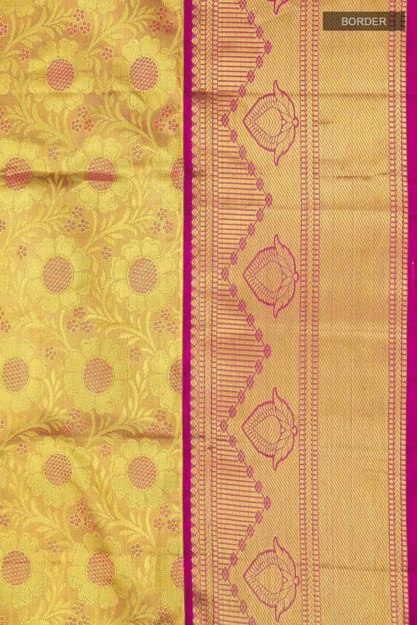 Gold with Red Dual Tone Kanchipuram Tissue Silk Saree