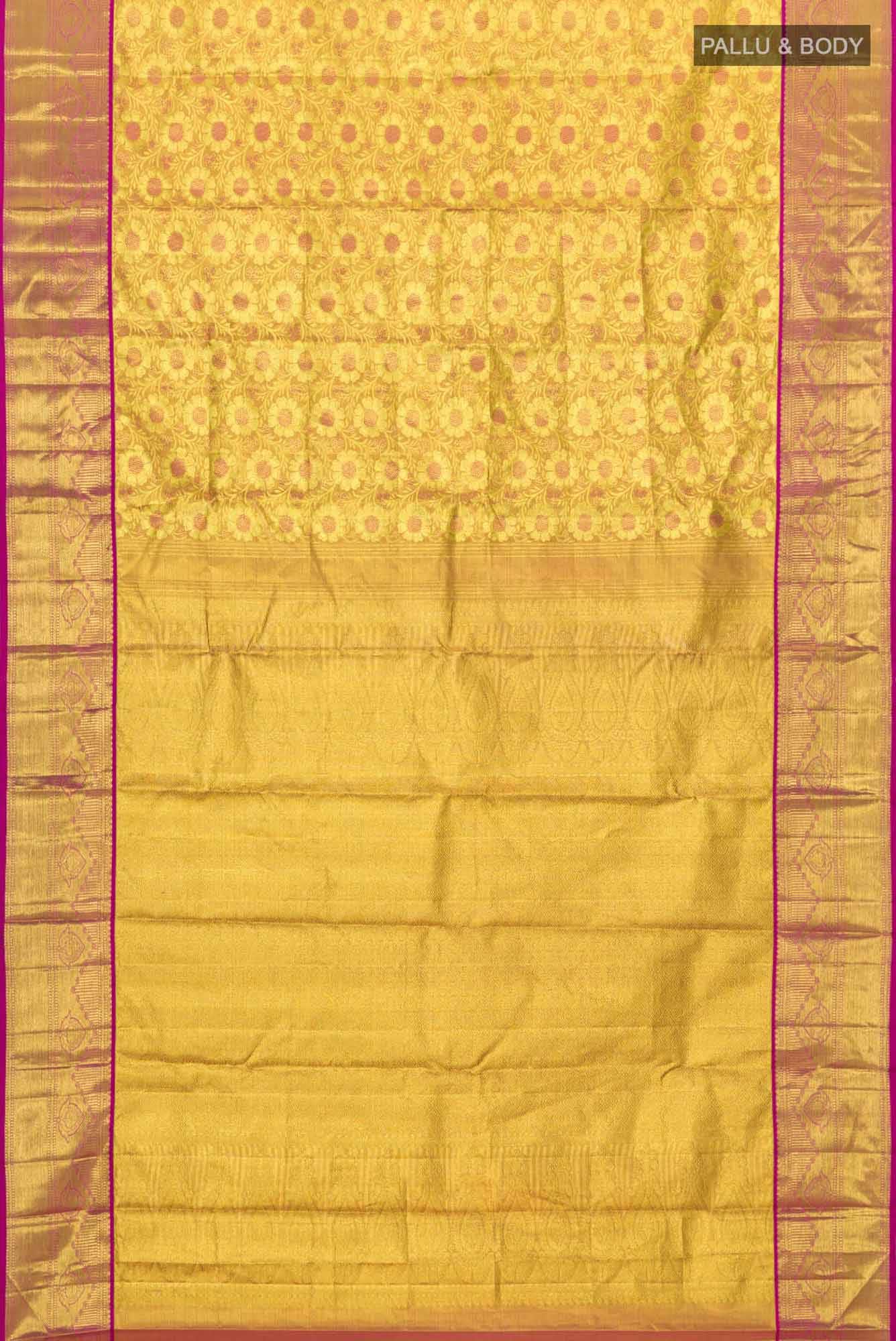 Gold with Red Dual Tone Kanchipuram Tissue Silk Saree
