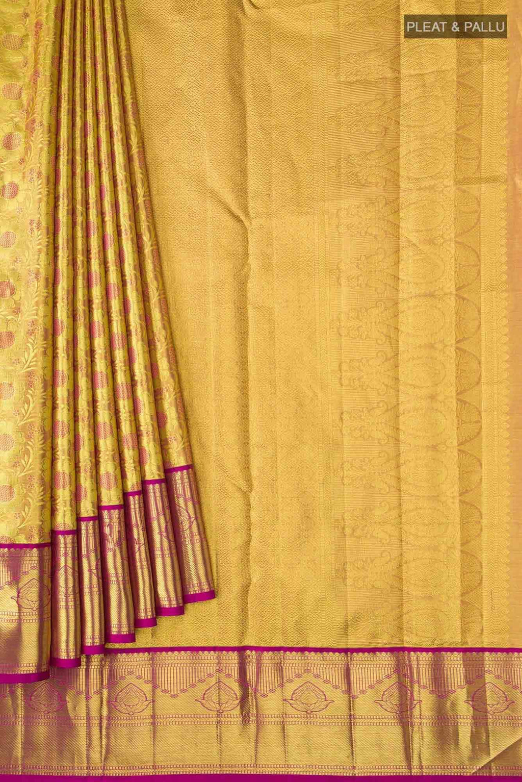 Gold with Red Dual Tone Kanchipuram Tissue Silk Saree