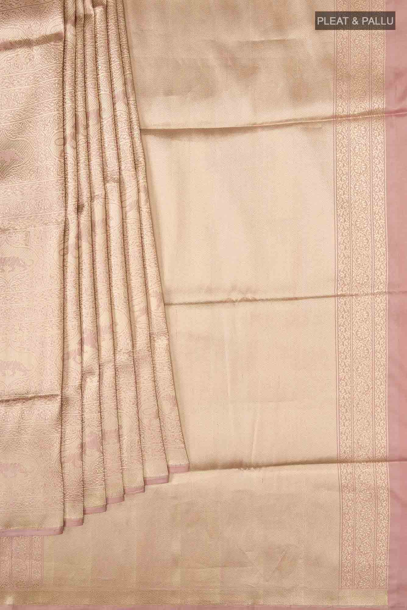 Ranthambore-Rose Gold Banarasi Silk Saree