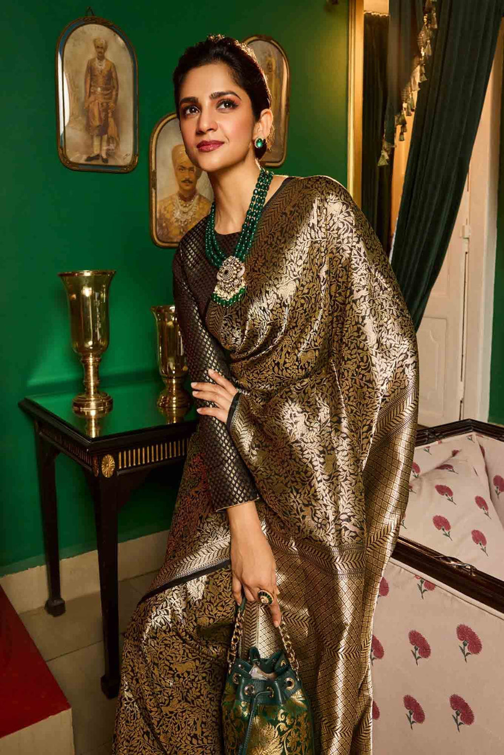 Mogli's World-Black Banarasi Silk Saree