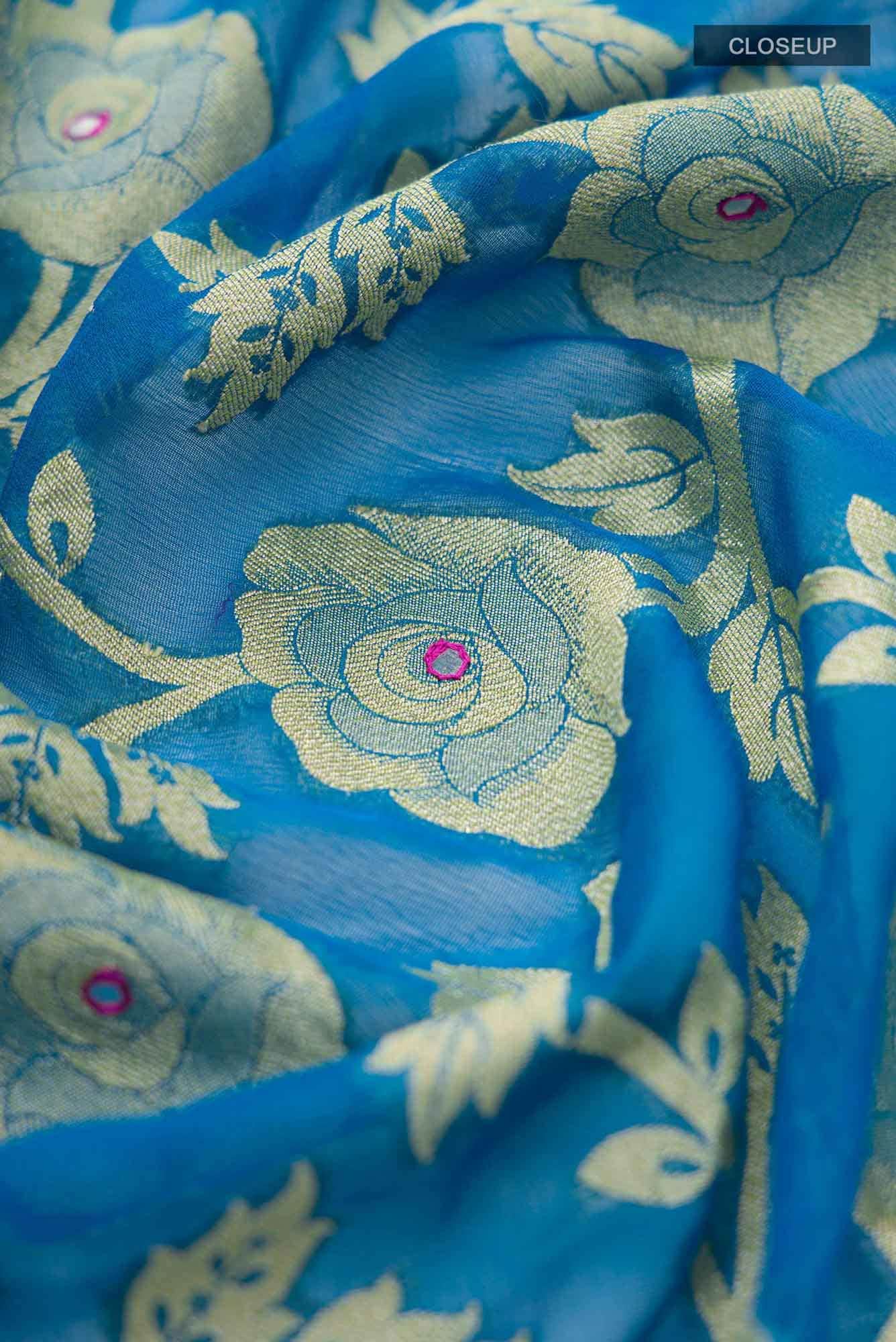 Blue Banarasi Georgette Saree