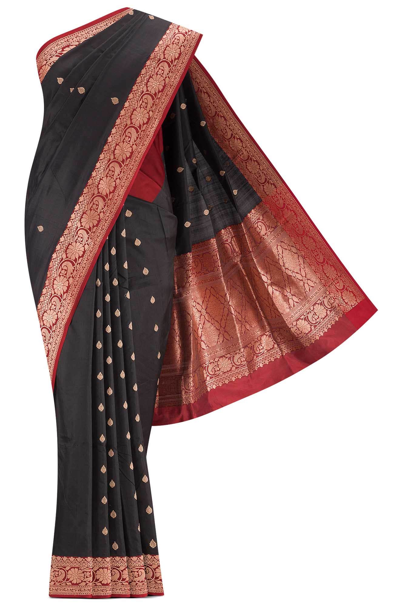 Black Banarasi Katan Silk Saree
