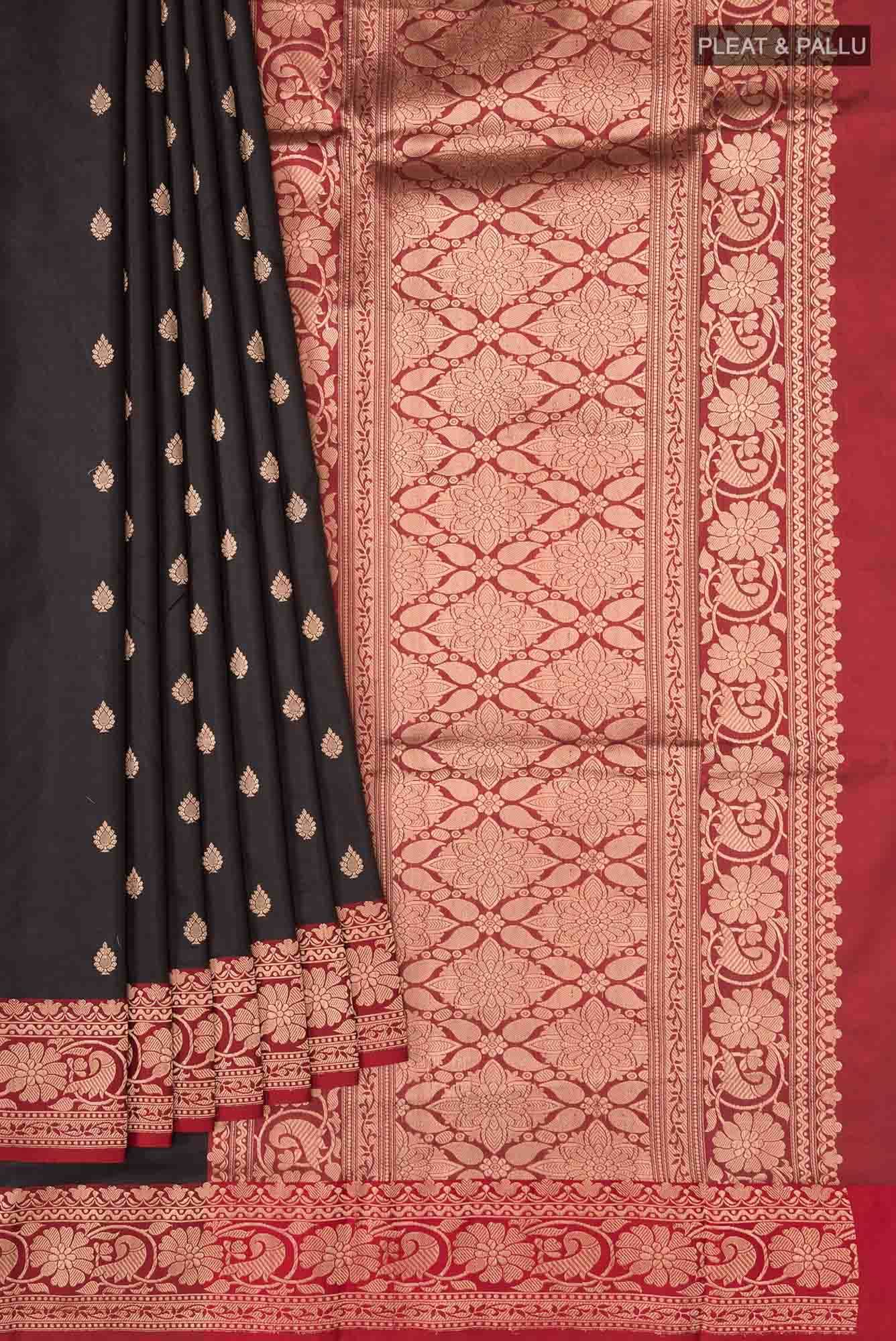 Black Banarasi Katan Silk Saree