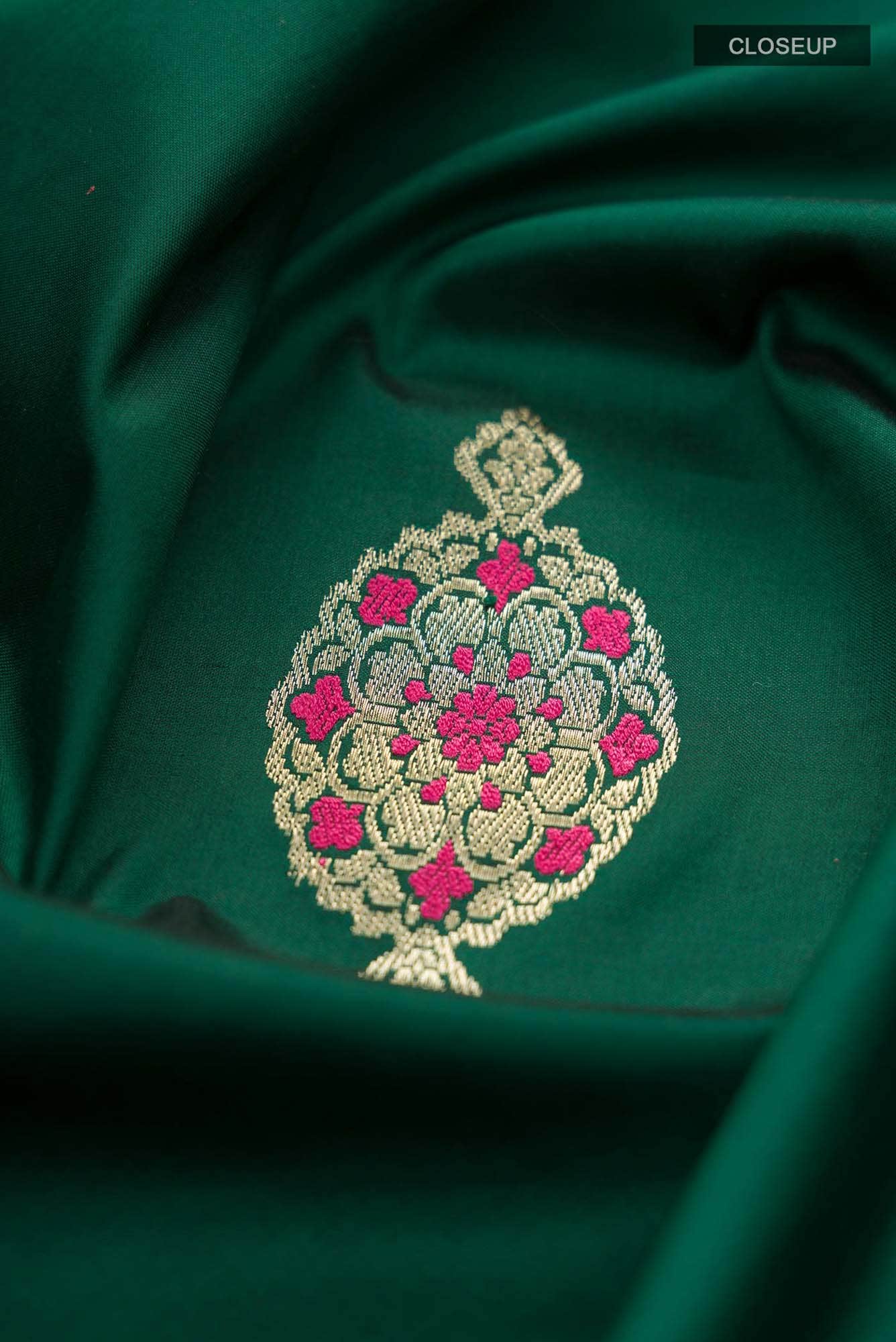Green Banarasi Katan Silk Saree