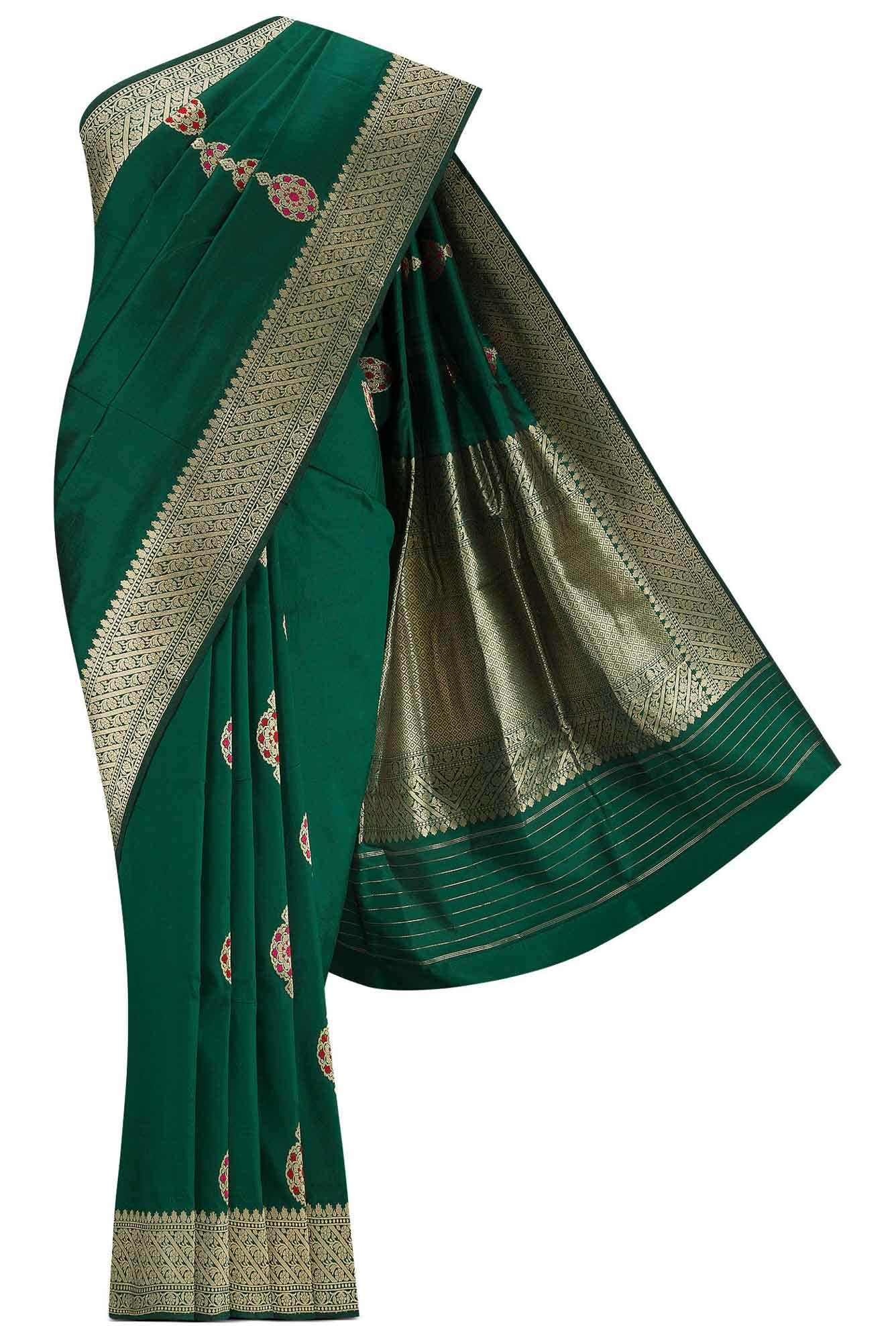 Green Banarasi Katan Silk Saree