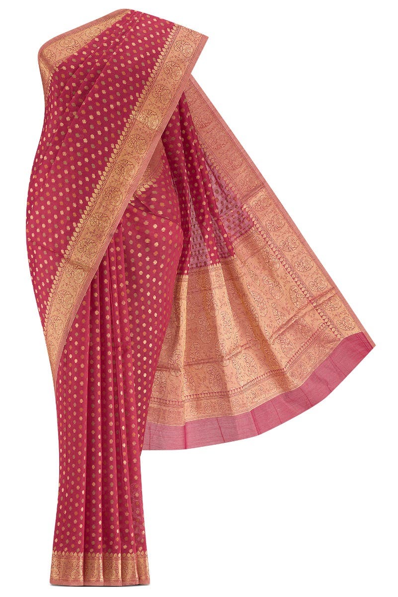 Red Banarasi Silk Cotton Saree