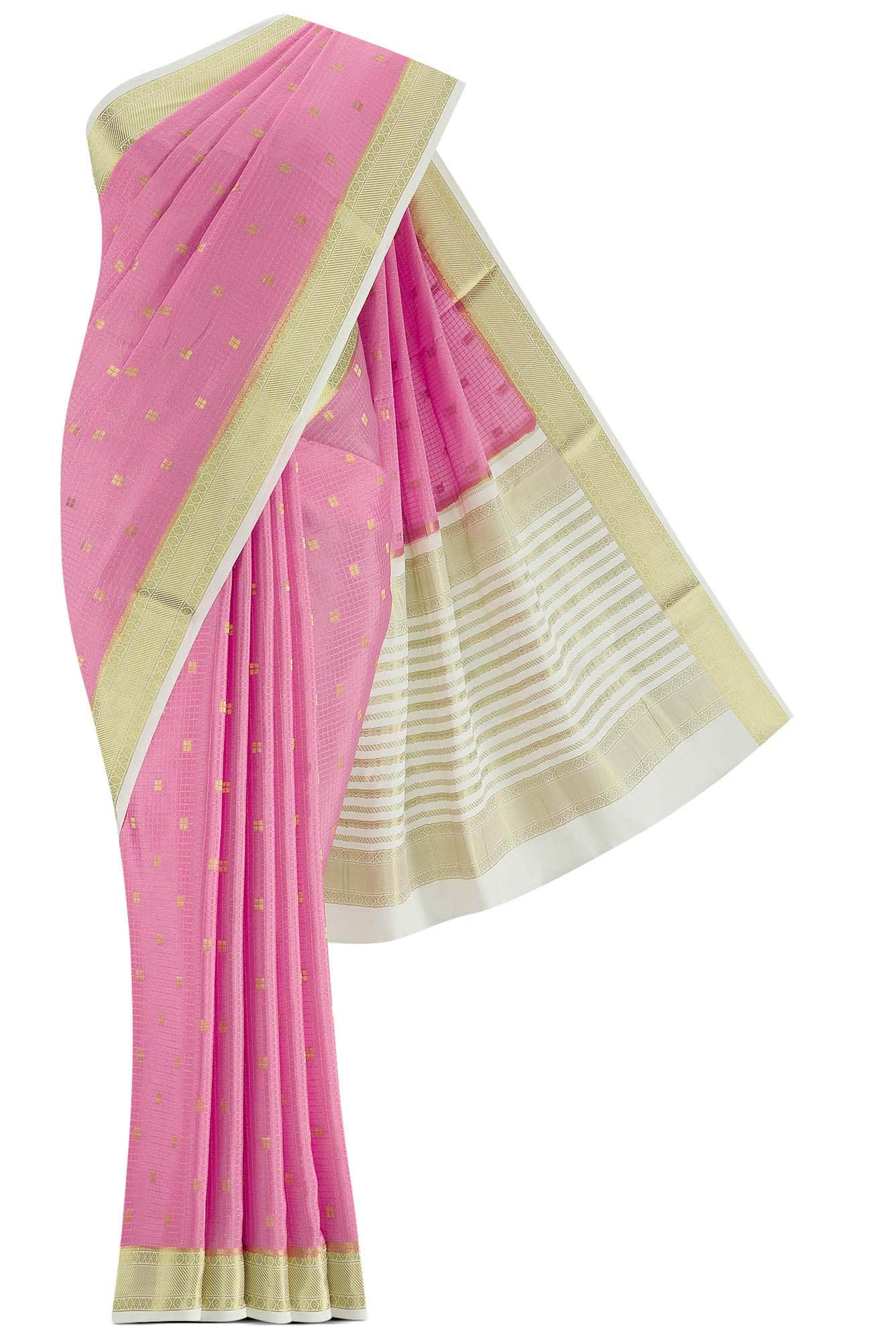 Pink Mysore Crepe Saree