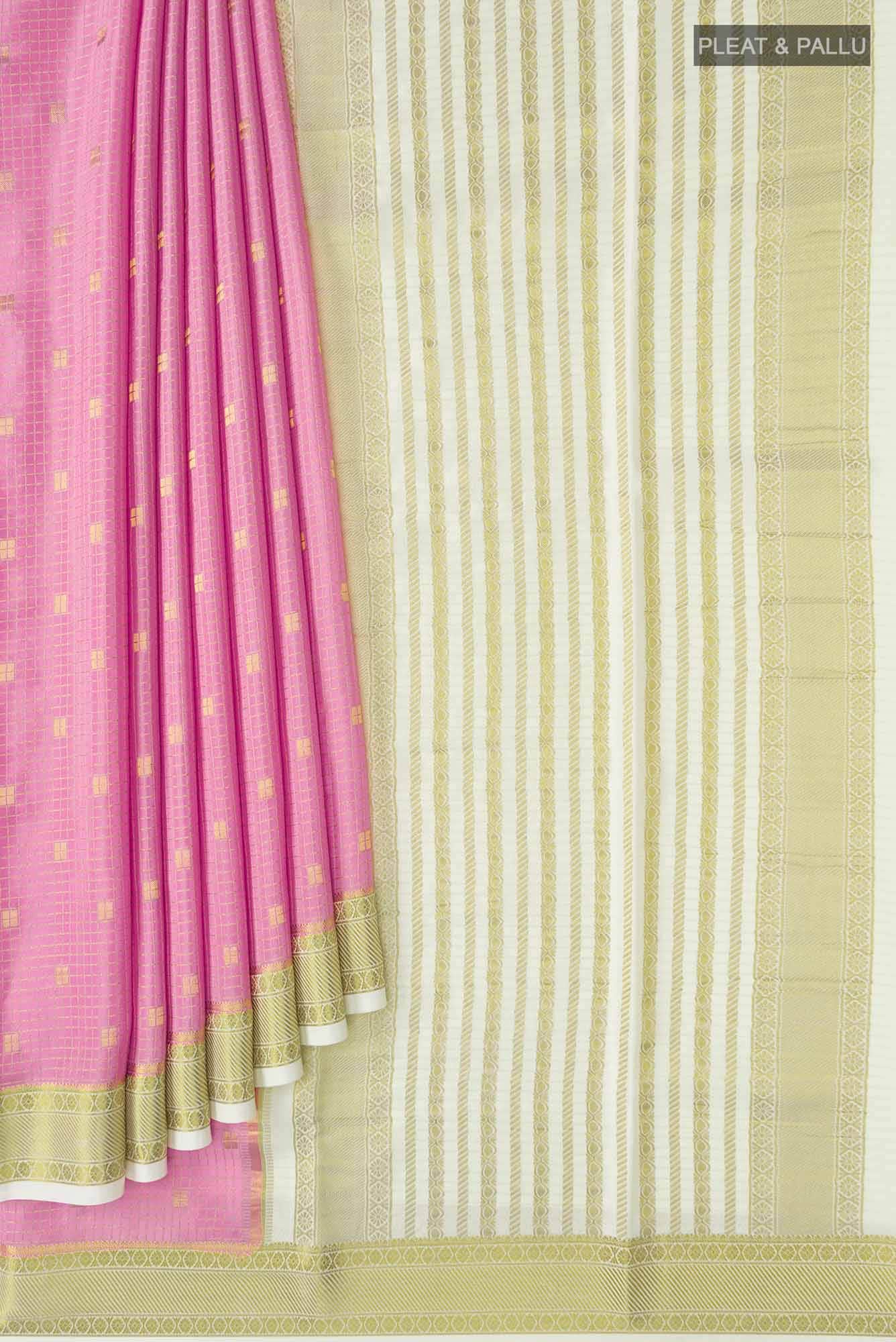 Pink Mysore Crepe Saree