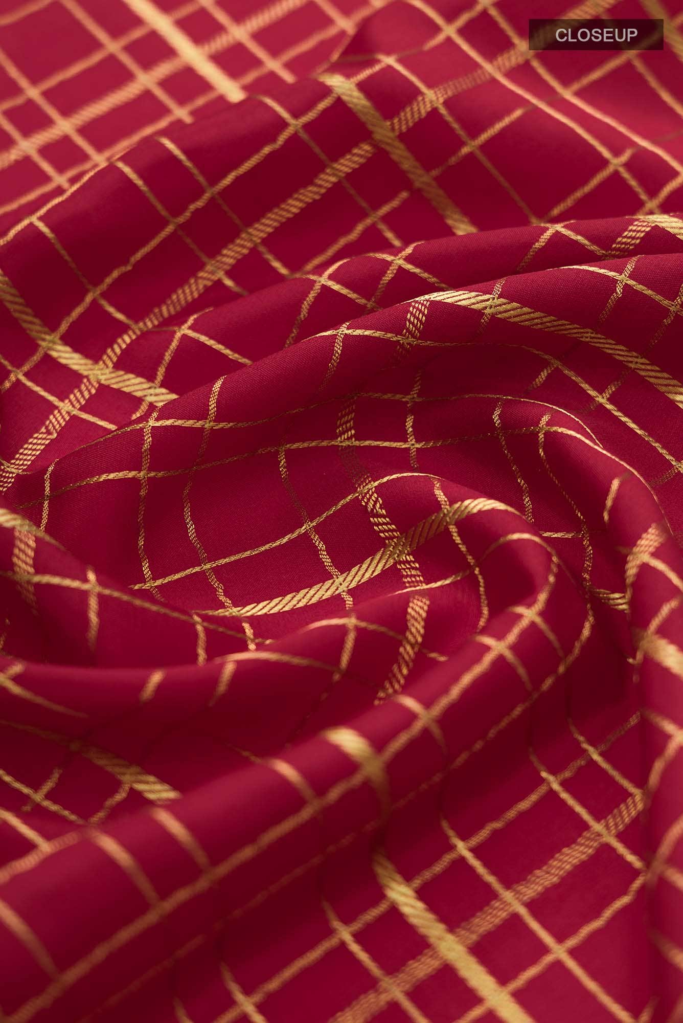 Red Mysore Crepe Saree