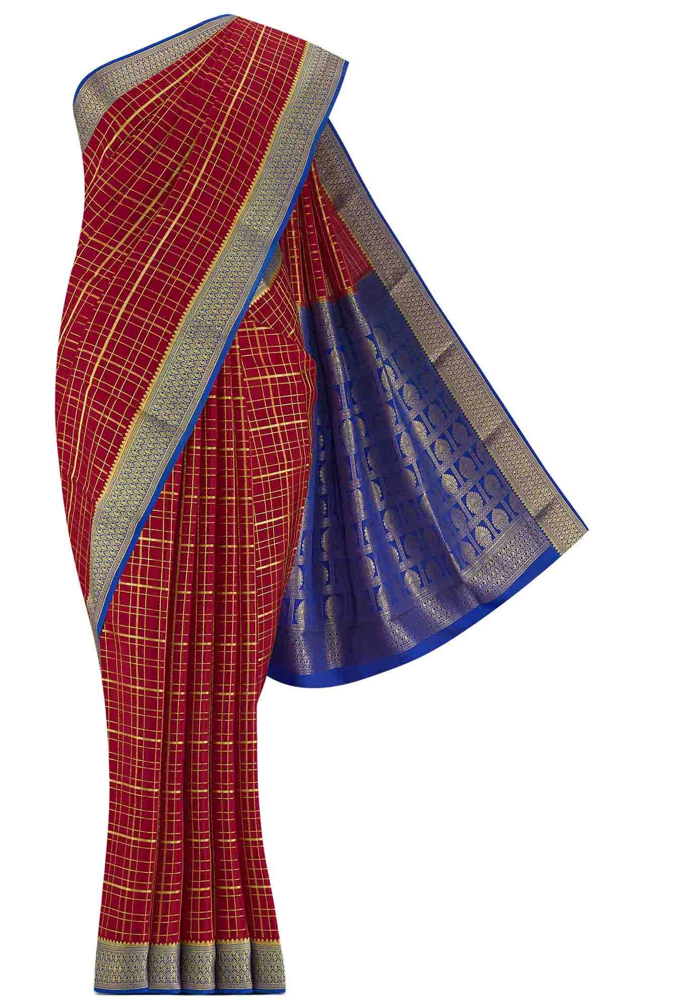 Red Mysore Crepe Saree