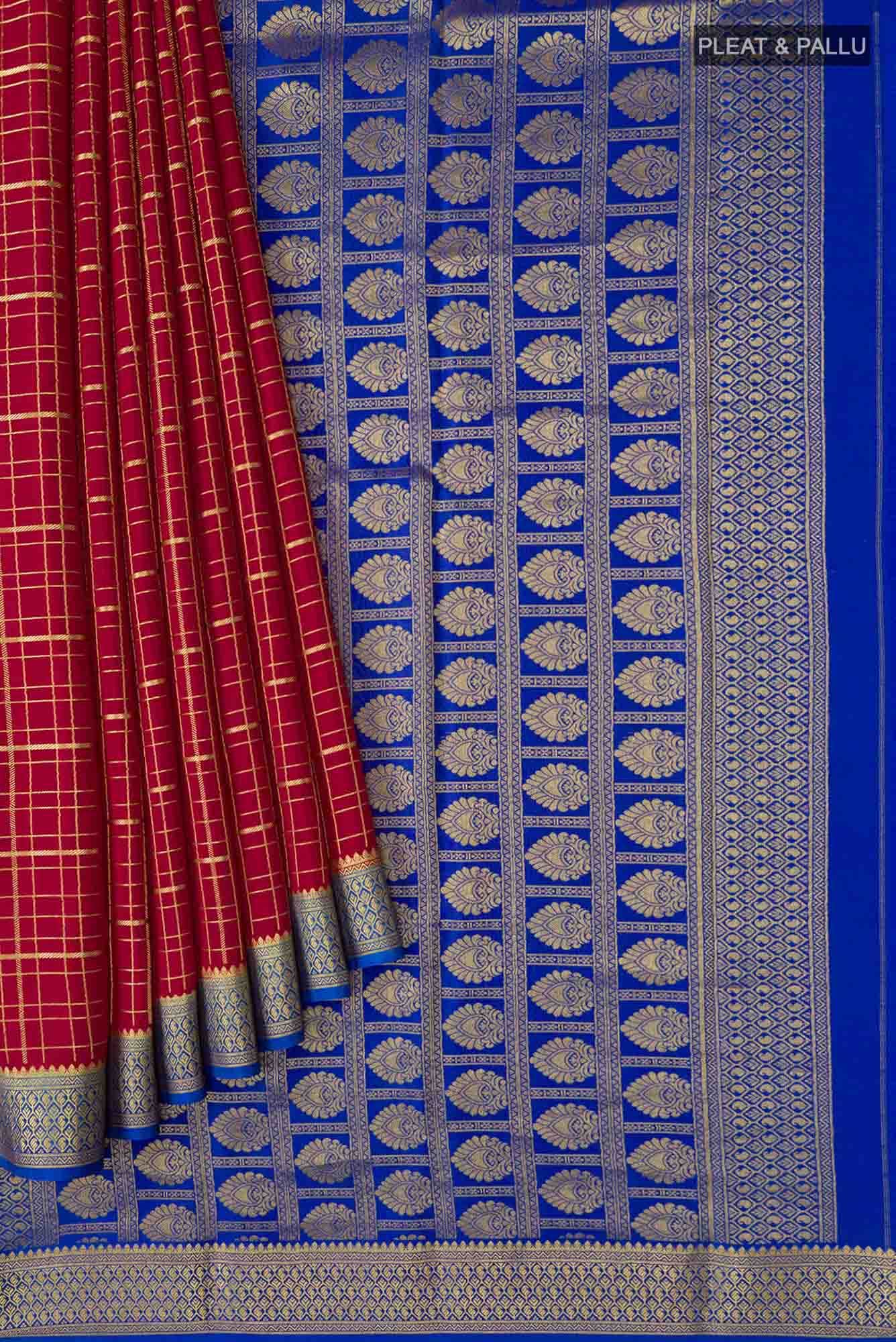 Red Mysore Crepe Saree